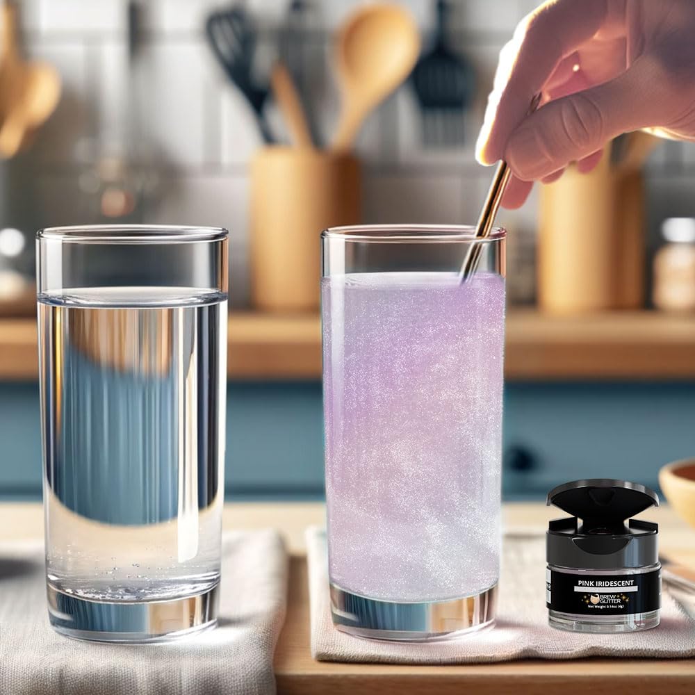 Pink Iridescent Brew Glitter Edible Glitter for Drinks, Cocktails, Beer, Garnish Glitter & Beverages | 100% Edible & Food Grade | Vegan, Gluten, Nut Free (25g, Pink Iridescent)