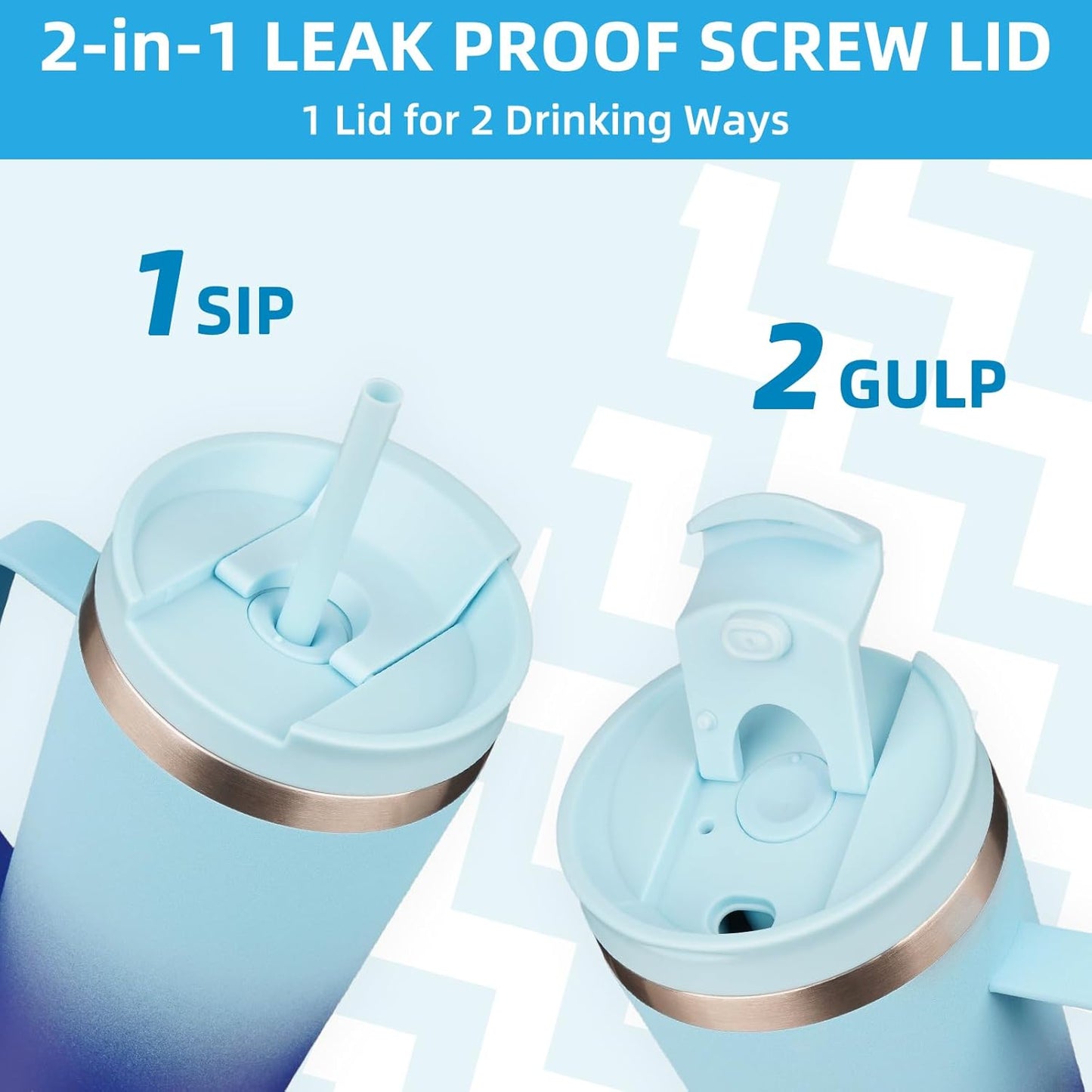 BJPKPK Insulated Tumbler with Handle, 30oz Insulated Tumblers with Lid and Straw, Stainless Steel Metal Water Bottles, Coffee Travel Mugs, Cups, Sky