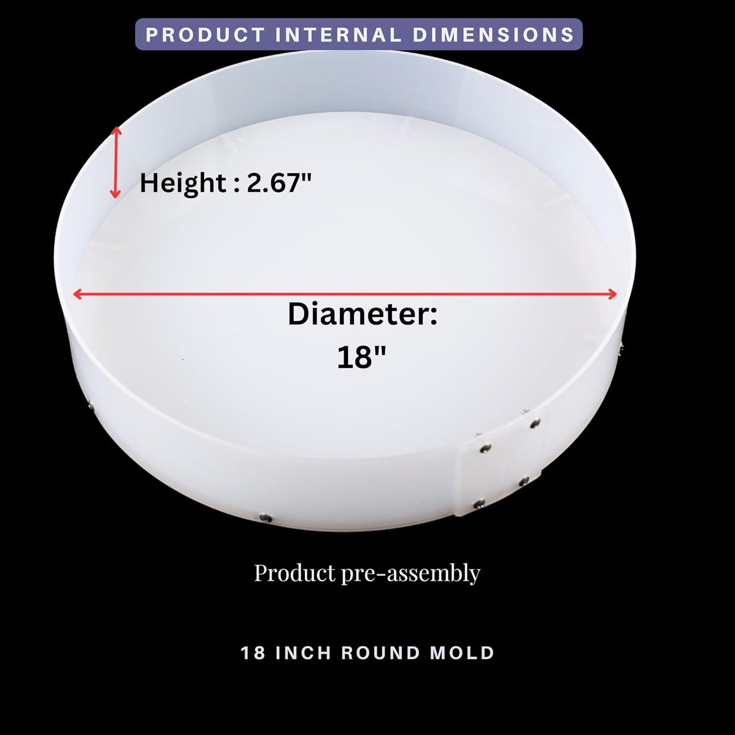 Resin Mold Large Round Deep -Kalinta 18inch Reusable Epoxy Round Molds for Resin Clock, Serving Tray Board, End Table，Floral Preservation Bouquet