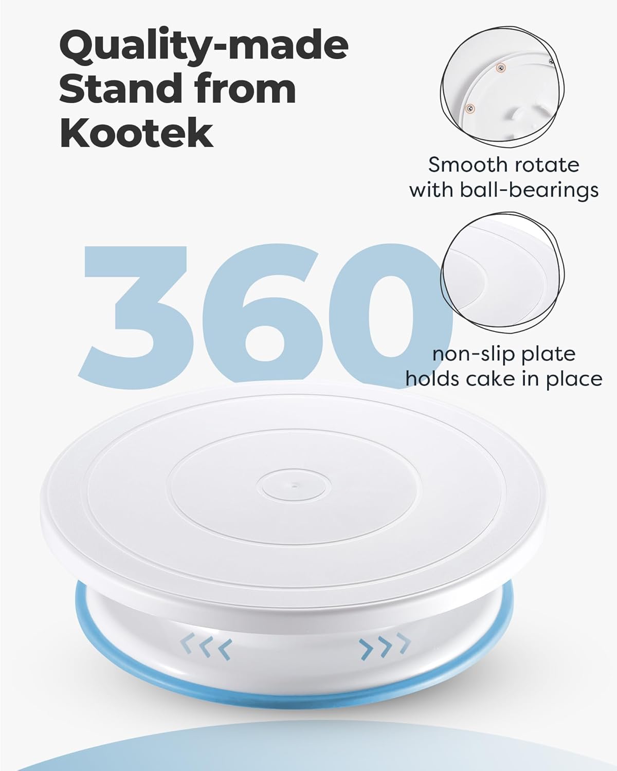 Kootek Cake Decorating Kit Baking Supplies Cake Turntable with 2 Frosting Straight Angled Spatula 3 Icing Smoother Scrapers Baking Accessories Tools for Beginners and Pros, Blue