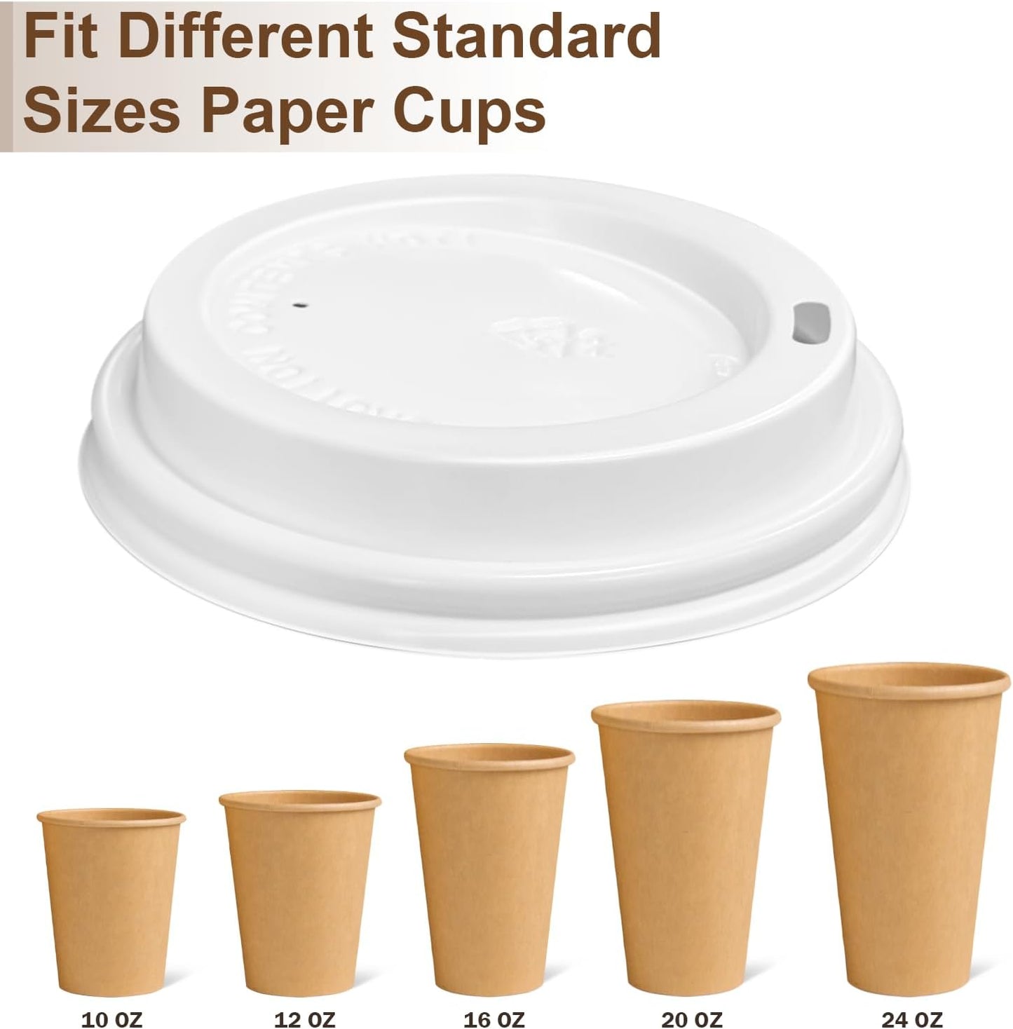180 Pack Coffee Cup Lids - Disposable Coffee Lid, White Plastic Lids for 10, 12, 16, 20, 24 oz Paper Cups, Leak Proof Cup Lid 3.54 Inches/90 mm Diameter