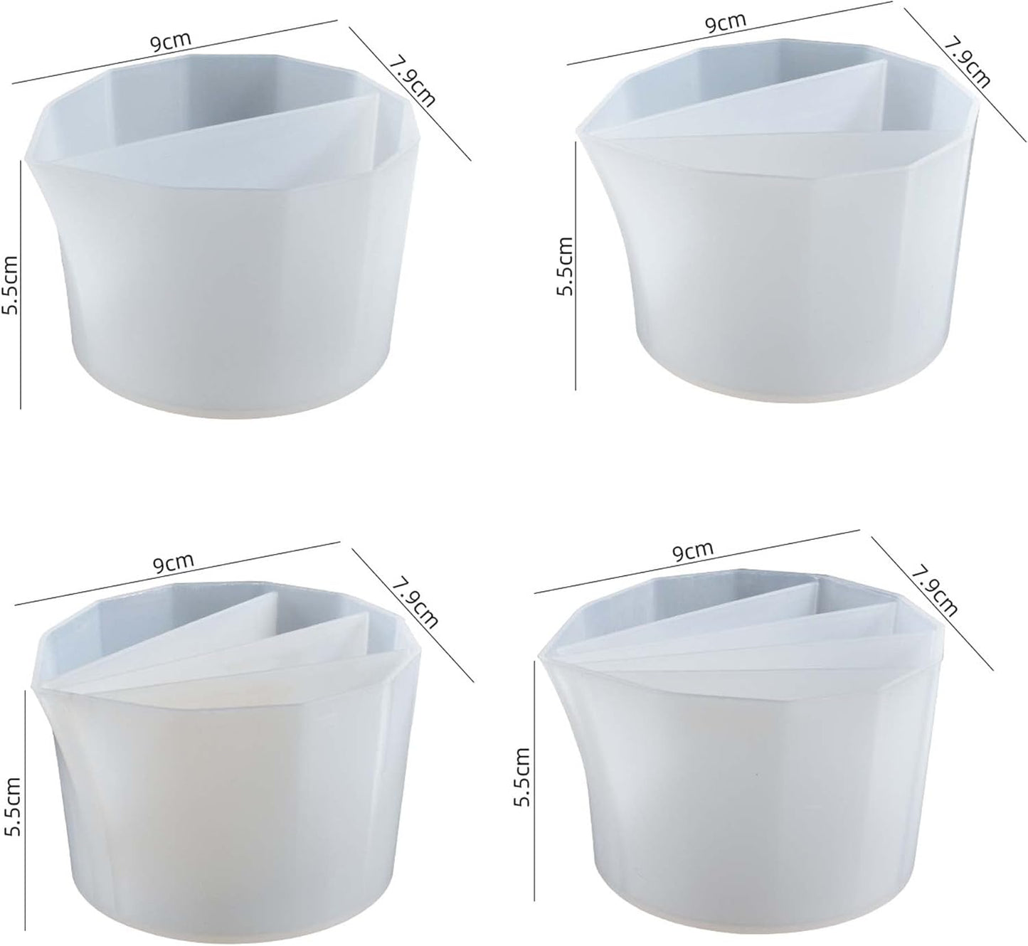 4 Pack Portion Cup Resin Color Mixing Silicone Split Cup for Casting Mold, Soap Making, Candle Making, Home Decor, and 3D Animal Molds