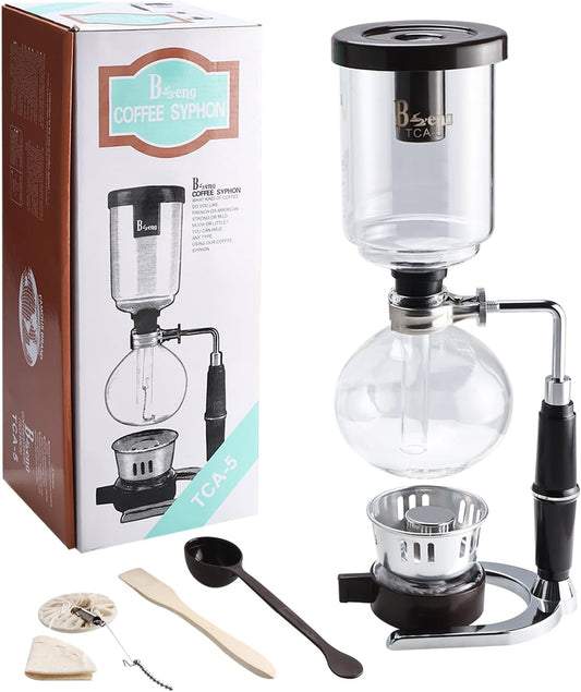 Amarine 5-Cup Tabletop Siphon Coffee Maker, 16 Ounce, Clear with Alcohol Burner (TCA-5)