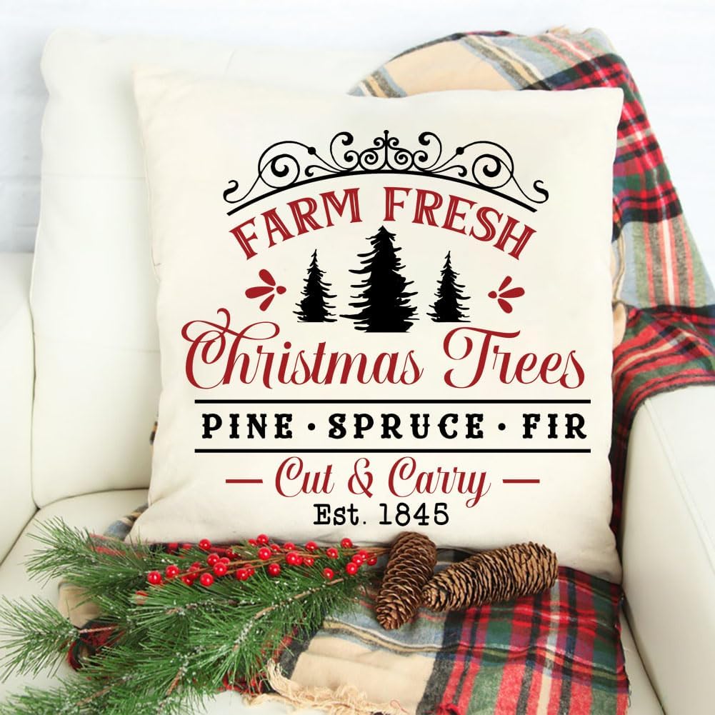 Christmas Stencils for Painting 12" Large Farmhouse Christmas Stencils for Crafts Reusable Santa Hot Coca Candy Cane Holiday Drawing Templates for Wood Fabrics Porch Hanger Winter Decor(XMS Rustic 9p)