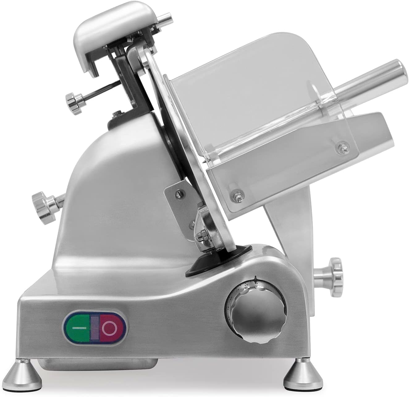 KWS Metal Collection MS-10DS Commercial 320W 10-Inch Meat Slicer Anodized Aluminum Base with Stainless Steel Blade + Blade Removal Tool, Frozen Meat/Cheese/Food Slicer Quiet [ ETL, NSF Certified ]