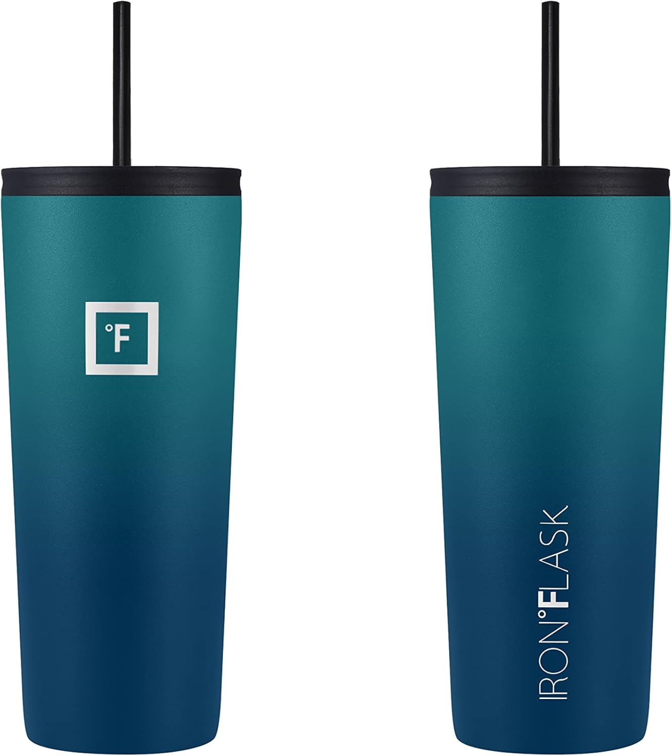 IRON °FLASK Classic Tumbler - Vacuum Insulated Stainless Steel Water Bottle, Double Walled, Drinking Cup, Insulated Travel Mug (Dark Night, 24 oz Solid Lid)