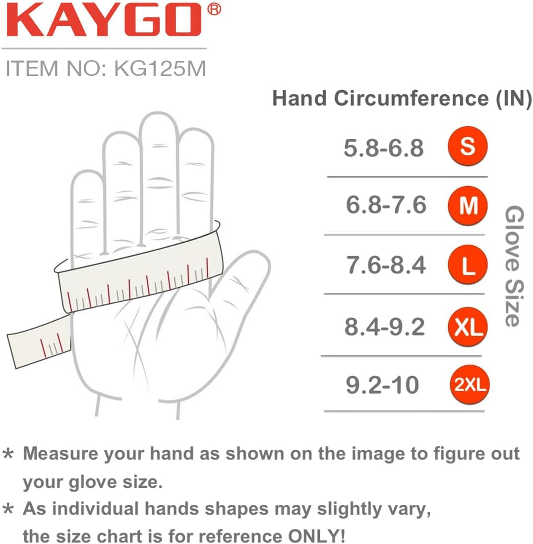 KAYGO Work Gloves For Men, KG125M Mechanic Utility Work Gloves for All Purpose, Excellent Grip, Heavy Duty, Improved Dexterity, Touch Screen,Black，2XL,3 Pairs