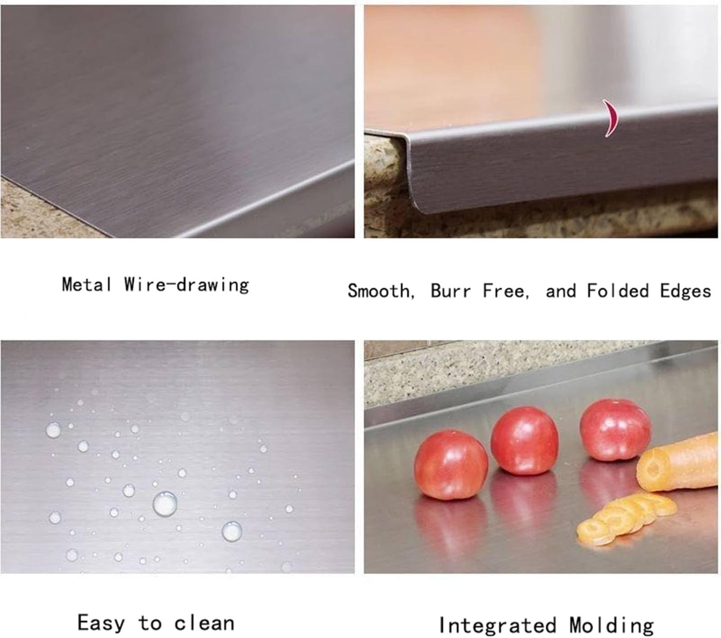 Stainless Steel Cutting Boards for The Kitchen, Suitable for Meat, Fruits, Vegetables, Bread, and Baking Large-sized Cutting Boards (40 x 30cm/15.7 x 11.8 in)