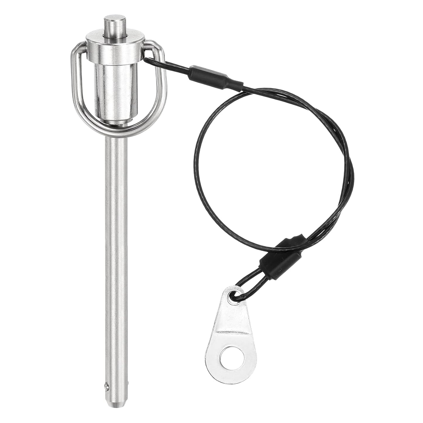 uxcell 1 Pcs Quick Release Pin, 6x75mm(Dia. x L) Push-Button Ball Locking Pin 304 Stainless Steel Ring Handle Locking Pin with Wire for Audio Bimini Top Marine, Silver