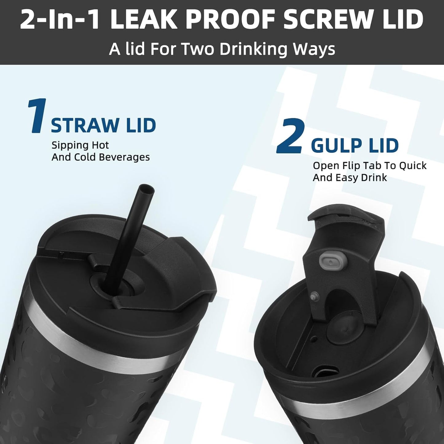 BJPKPK 26oz Insulated Tumbler With lid And Straw Stainless Steel Tumblers Travel Coffee Mug Reusable Thermal Cup,Black Leopard