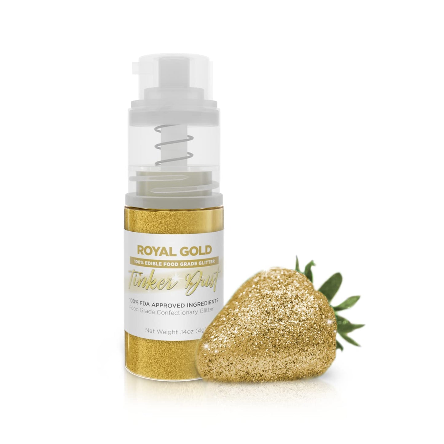 Bakell - Royal Gold Tinker Dust (4g, 1x Mini Spray Pump) Edible Glitter for Food, Desserts, and Beverages!