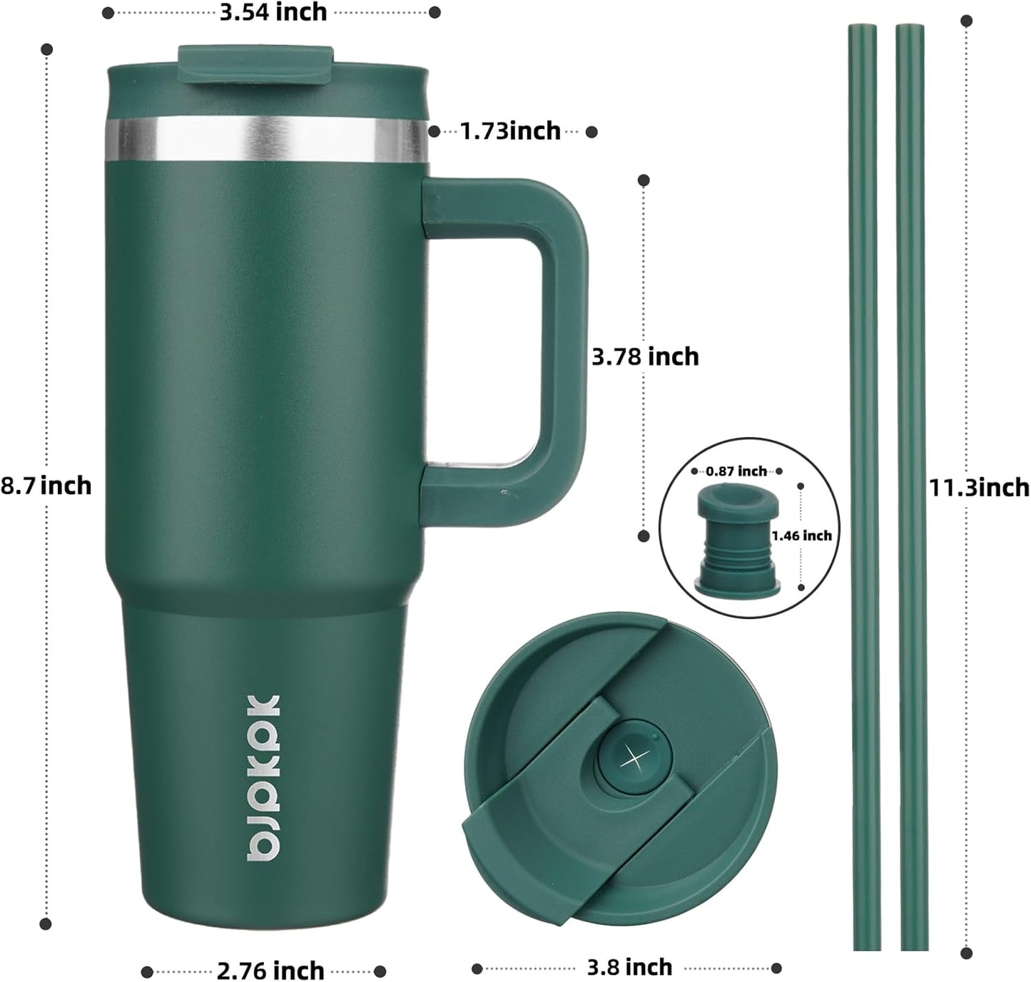 BJPKPK Insulated Tumblers With Handle And Straw 30 oz Stainless Steel Tumbler Cups With Lid,Army Green