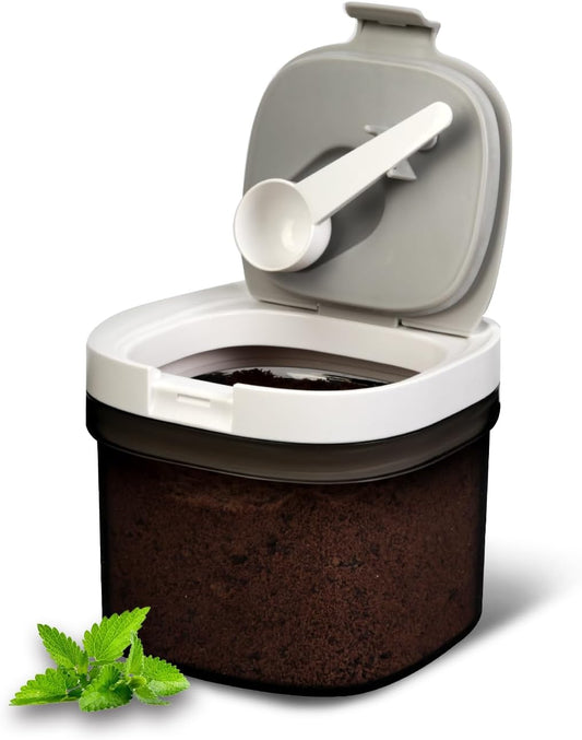 Airtight Coffee Storage Container with Magnetic Scoop, 0.7 Qt Coffee Bean and Ground Coffee Canister, Durable, Keeps Coffee Fresh & Dry, Easy to Clean