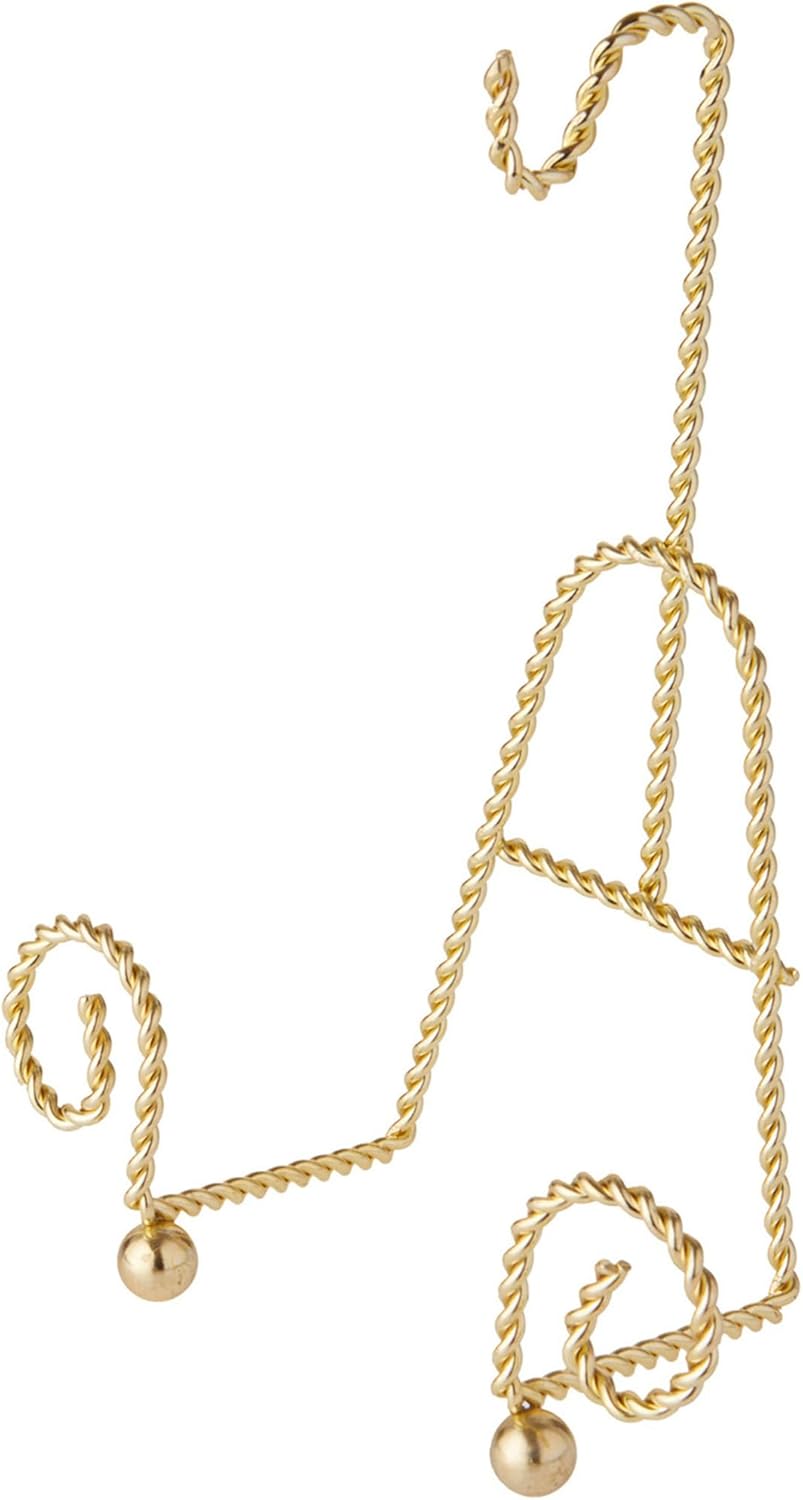 Bard's Scroll Twisted Gold-toned Cup and Saucer Stand, 6.5" H x 5" W x 2.5" D