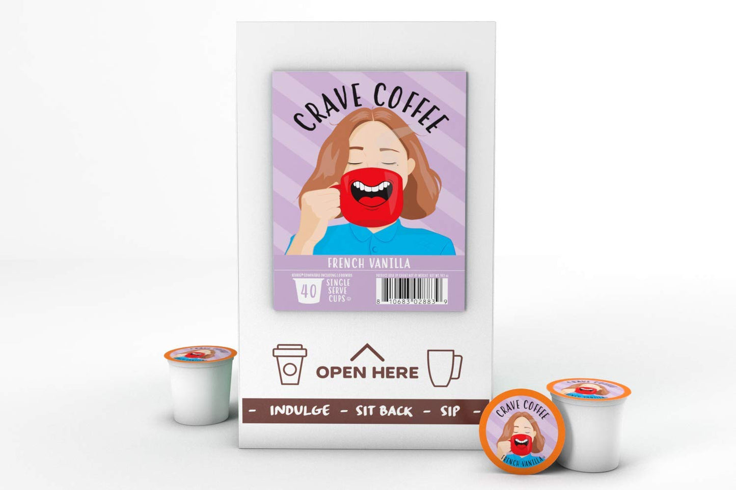 Crave Beverages Flavored Coffee Pods Compatible with 2 K-Cup Brewers, French Vanilla, 40 Count