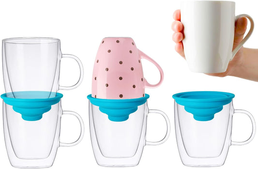 Coffee Mug Organizers and Storage (6Pack), Adjustable Mug Organizer for Kitchen Cabinet Shelf, Cup Stacker Holder for Tea Cup, Coffee mug, Glassware, Save Space for Cupboard