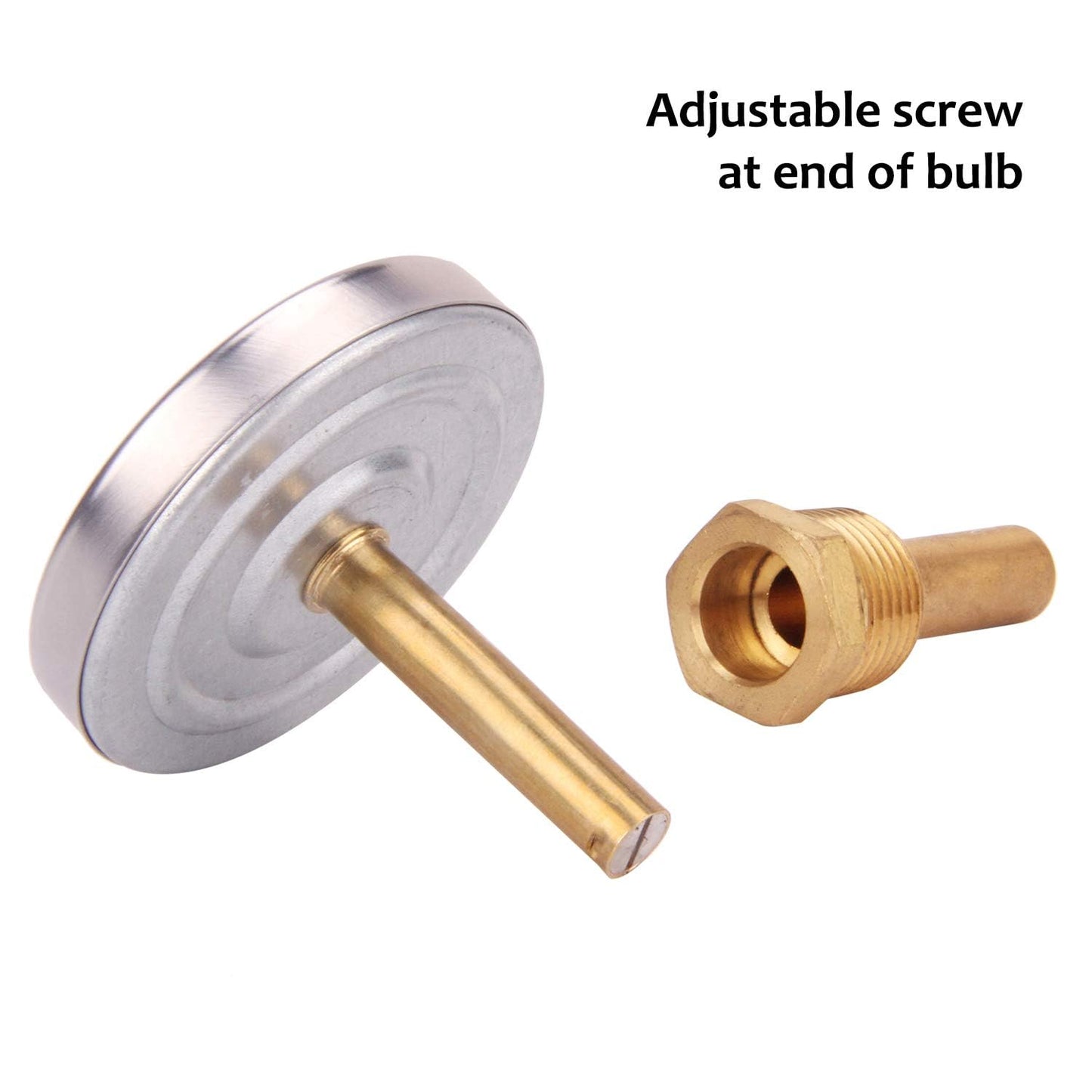 MEASUREMAN Hot Water Bi-Metal Thermometer, 2-1/2" Dial, 1-3/4" Lead-Free Brass Stem, Range 0-250 deg F/-20-120 deg C, 2% Accuracy, Adjustable, 1/2" NPT Back Mount（2 Pack