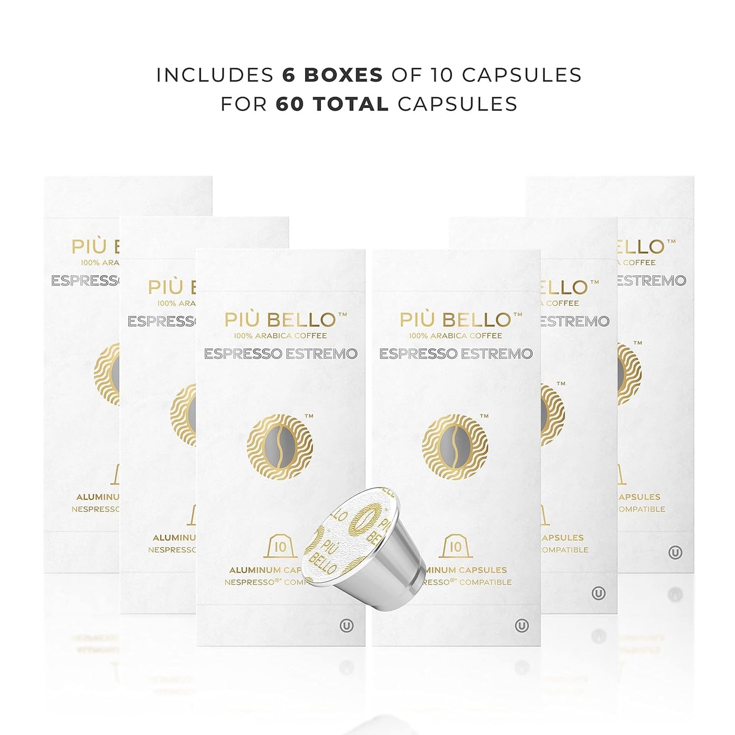 Piu Bello Espresso Estremo Coffee Pods – Espresso Coffee Pods for Nespresso Original Machines – Compatible Capsules Pack – Rich & Balanced Taste – Strong Italian Espresso Flavor – Kosher Certified (60 Count, Single Flavor)