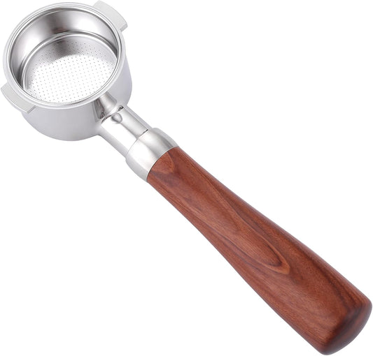 51mm Bottomless Portafilter Compatible with DeLonghi Espresso Machine Stainless Steel 51mm Portafilter 2 Ear for ECP3420/ECP3630/ECP3120/EC260BK/EC265/EC155/EC702/BCO430 Handle-RoseWooden