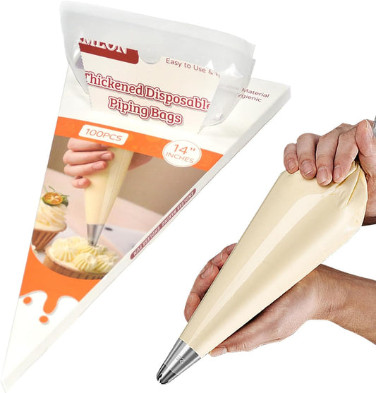 GEMLON 14 Inch Disposable Piping Bags 100 Pack – Anti-Burst Durable Plastic Pastry Bags, Clear Royal Icing Piping Bags for Cookie, Frosting, Cupcakes & Chocolate, Cake Decorating Supplies Baking Tools