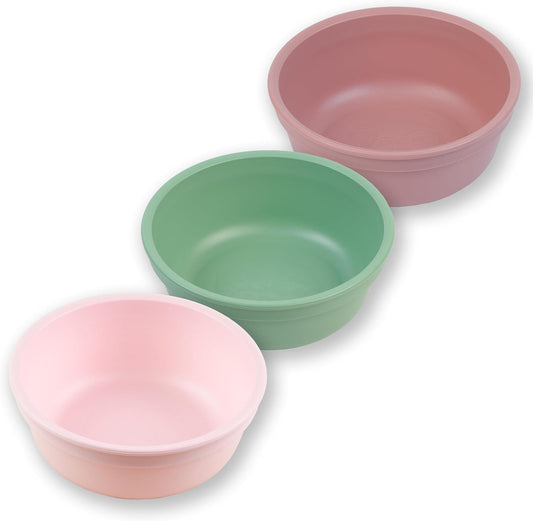 Re-Play 12 Oz. Toddler Bowls for Snack and Everyday Dining - Dishwasher and Microwave Safe - Made in USA - Set of 3-5.75" x 5.75" x 2" - Blossom