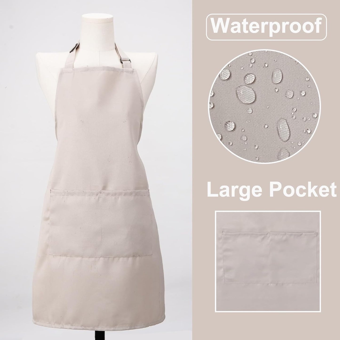 Kitchen Bib Apron for Women Men with Pockets Chef Art Aprons for Cooking Painting Pottery Ceramics