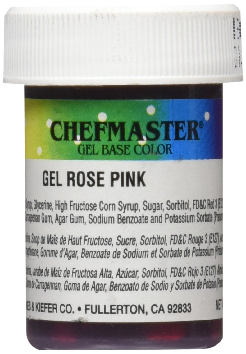Chefmaster Rose Pink Gel Food Coloring | Vibrant Color | Professional-Grade Dye for Icing, Frosting, Fondant | Baking & Decorating | Fade-Resistant | Easy-to-Use | Made in USA | 1 oz