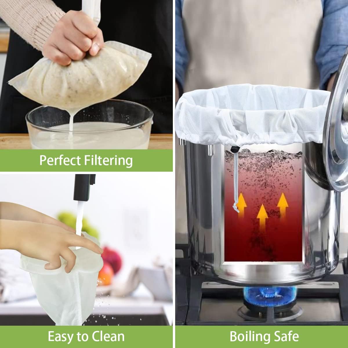 Brew Bags, 2pcs Brew In A Bag, Reusable Wine Straining Bag for Homebrewing, Fine Mesh Bag for Boiling, Durable Small Polyester Strainer Bag, 2 Pack of 16 X 18