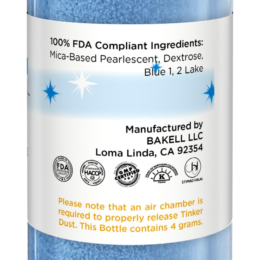 Bakell - Deep Blue Tinker Dust (4g, 1x Mini Spray Pump) Edible Glitter for Food, Desserts, and Beverages!