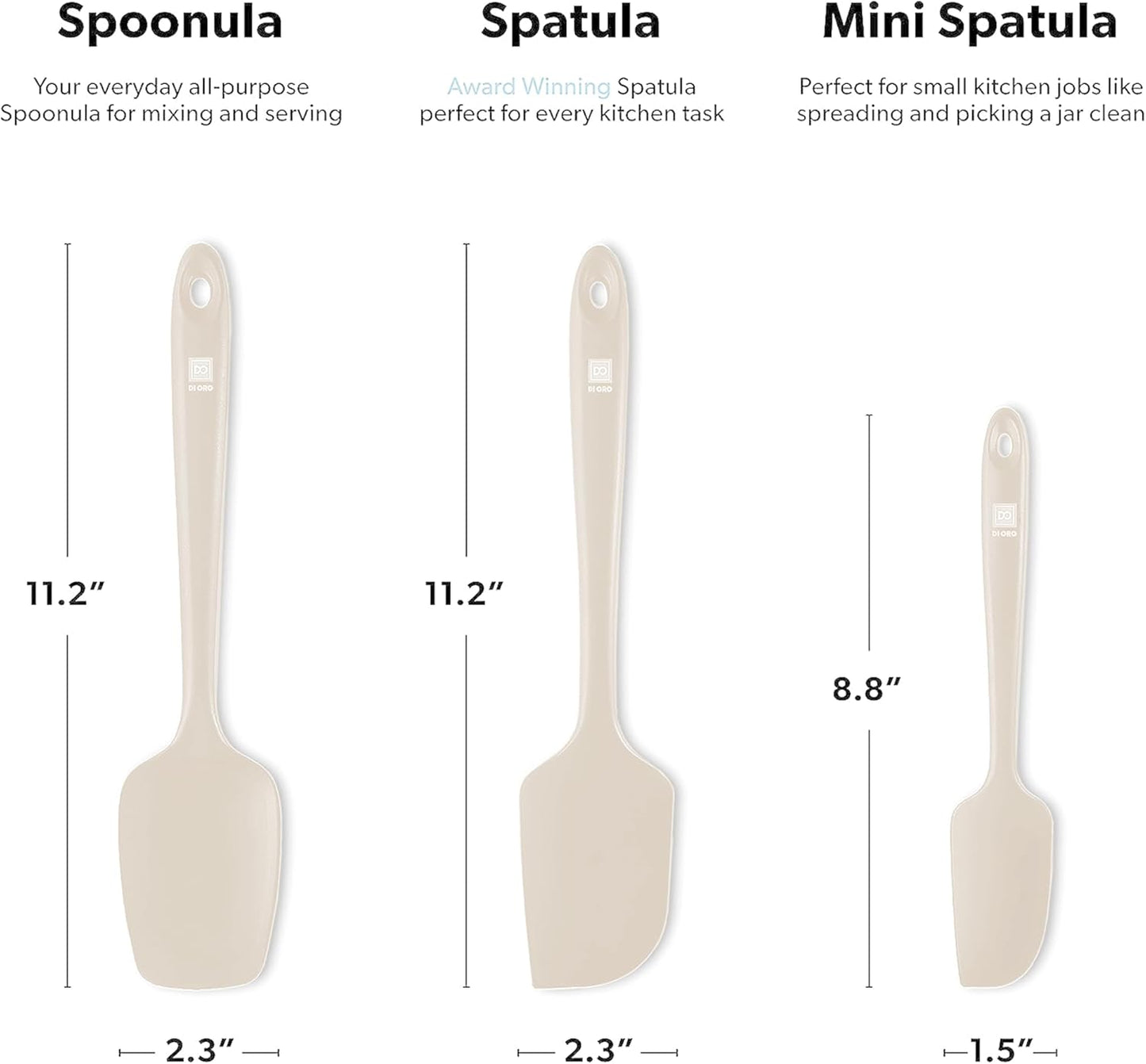 DI ORO Silicone Spatula Set - Rubber Kitchen Spatulas for Baking, Cooking, & Mixing - 600°F Heat-Resistant & BPA Free Silicone Scraper Spatulas for Nonstick Cookware - Dishwasher Safe (3pc, Clay)