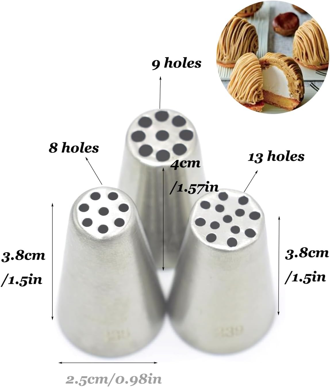 Grass Piping Tip Set – 235, 238, 239 Multi-Opening Tips for Hair, Fur, Spaghetti & Cake Decorating