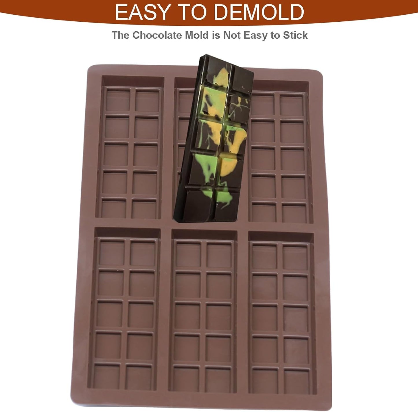 Dubai Chocolate Mold-Non-Stick Chocolate Bar Mold, Food Grade Silicone Deep Mold for Chocolate Stuffed Bar,Candy, Snacks,DIY Treats & Homemade Gifts (10 Snap)