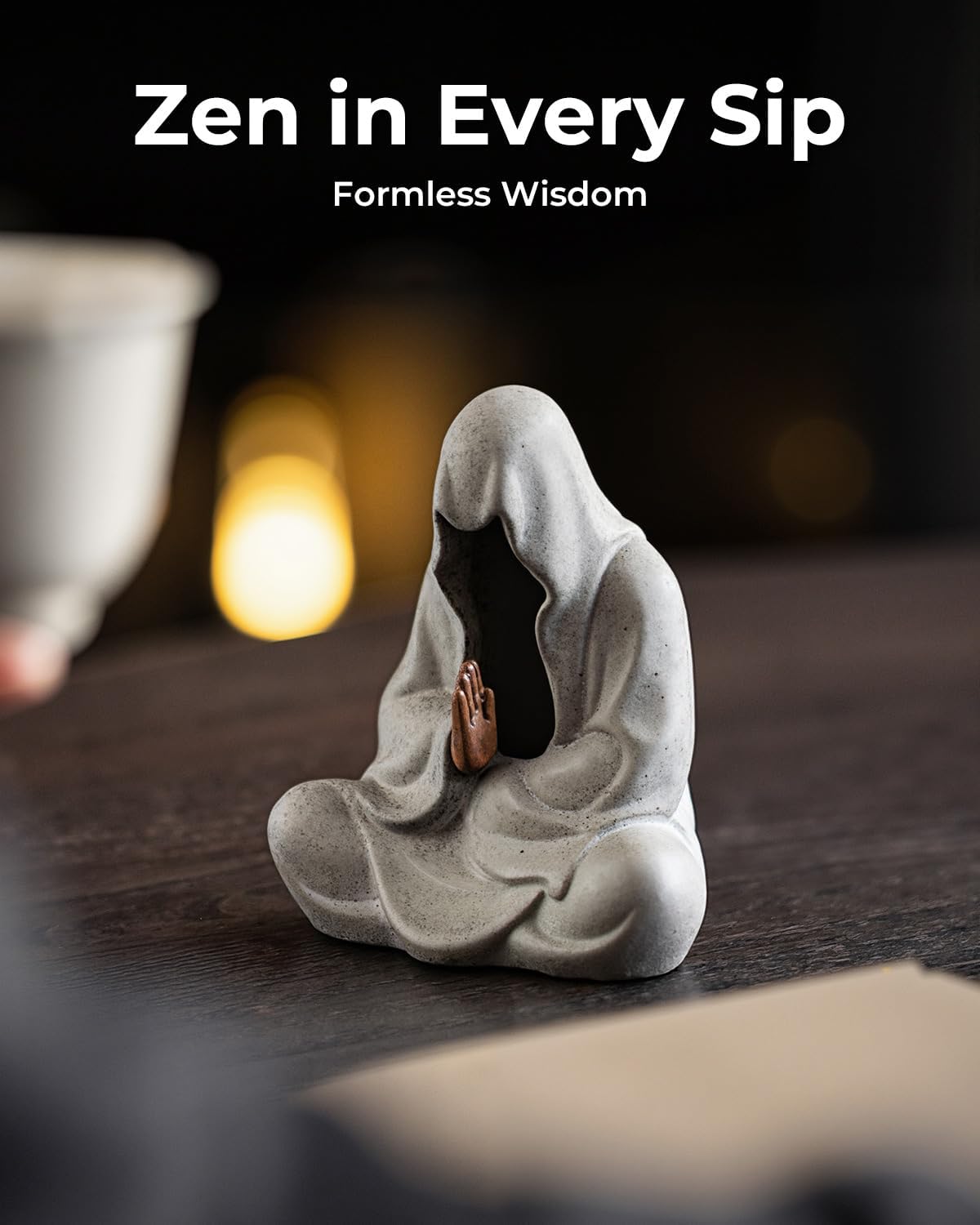 Ceramic Zen Figurine Faceless Tea Pet - Kung Fu Tea Set Accessories, Japanese Decor for Home, Asian Meditation Statue