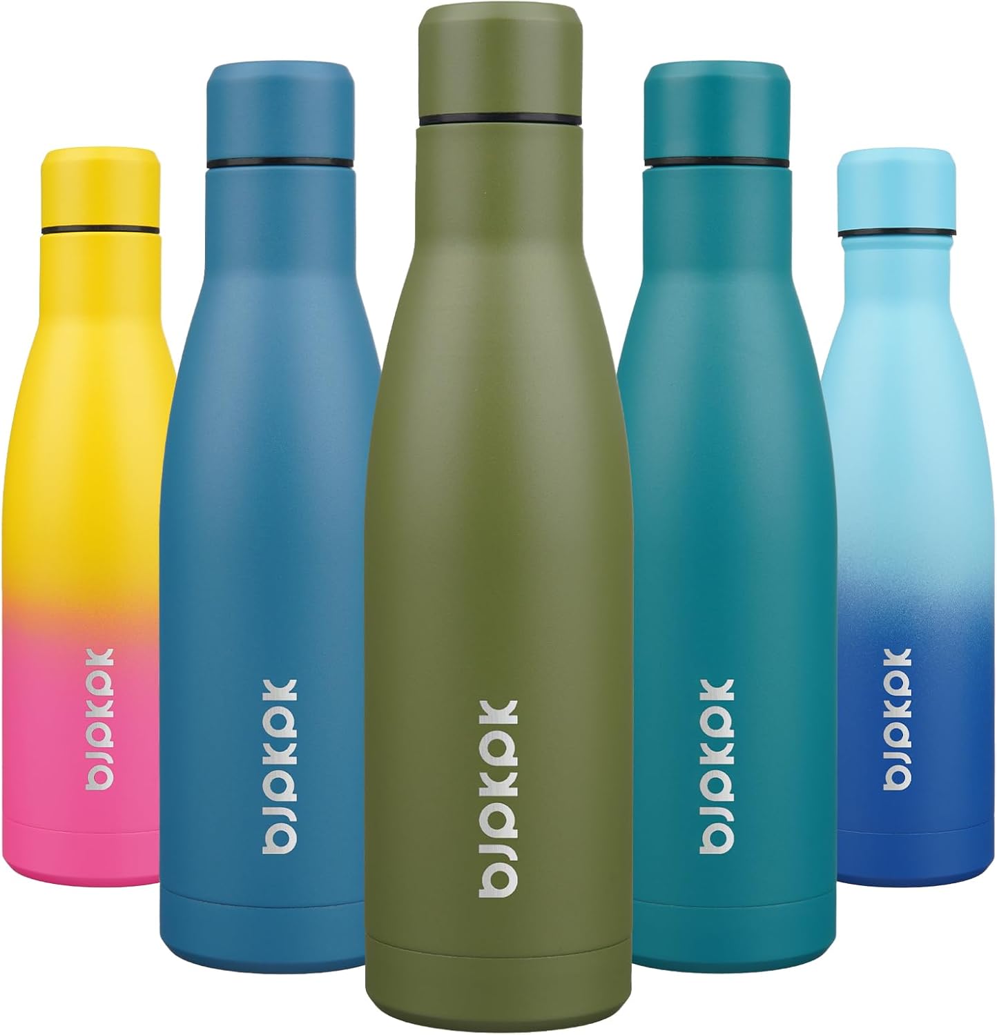 BJPKPK 17oz Insulated Water Bottles Stainless Steel Sports Water Bottles Keep Cold and Hot for Travel Dishwasher Safe,Olive Green