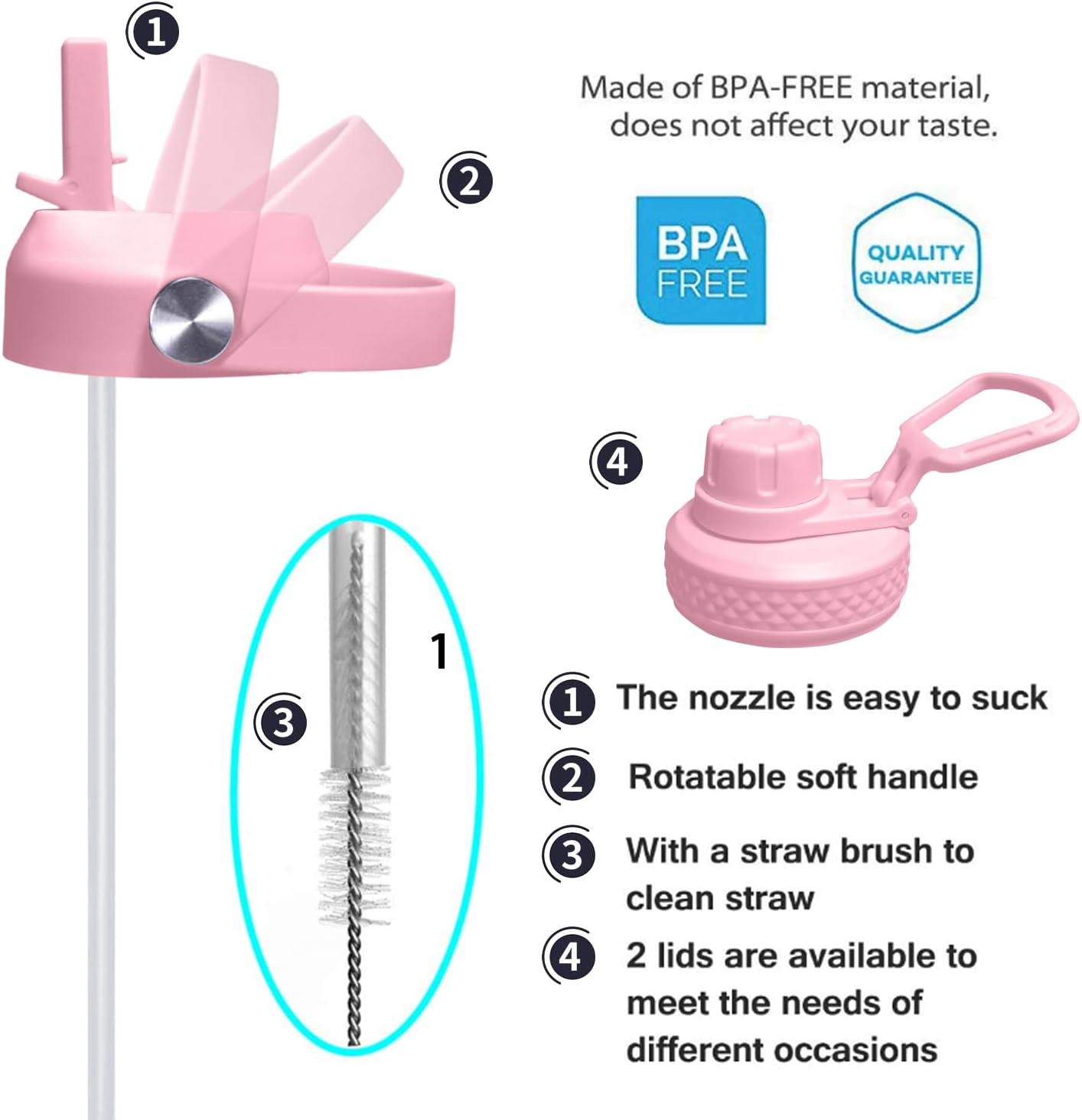SENDESTAR 32oz Water Bottle Wide Mouth Stainless Steel Vacuum Insulated Double Wall with 2 Straw Lids Fit in Any Car Cup Holder TXIN-32-PH-1