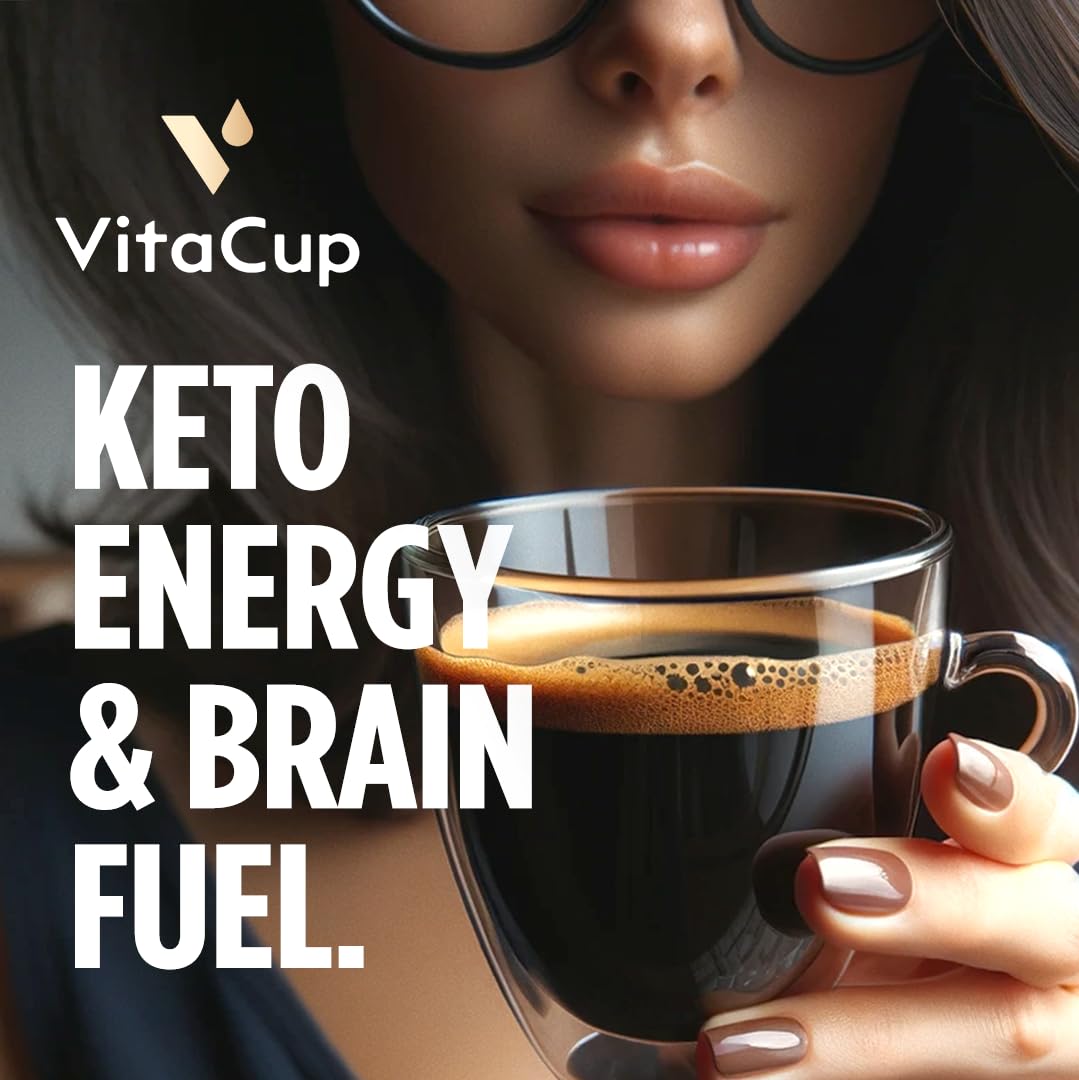 VitaCup Genius Ground Keto Coffee w/Turmeric, MCT Oil, B Vitamins, D3, Ground Coffee Medium Dark Roast, Bold & Smooth, 100% Arabica Coffee Grounds, 2 bags, 11oz each