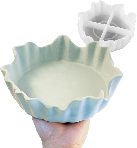 Wehous Large Irregular Bowl Silicone Mold, Unique Storage Epoxy Resin Concrete Molds, Big Candle Holder Tray Container Jewelry Holder Succulent Pot Makeup Organizer Casting Mold Art Craft Ornament