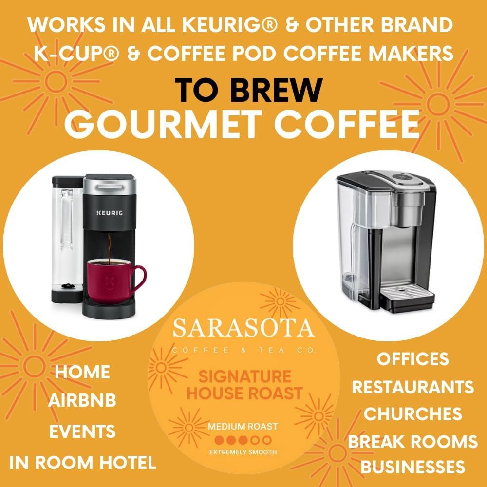 Sarasota K-Cup Coffee Pods | Medium, Dark & Flavored Roast Coffee | K Cup Variety Pack | Single Serve for Keurig Brewers | Gourmet, Low Acid, Mold Free | 24 Count