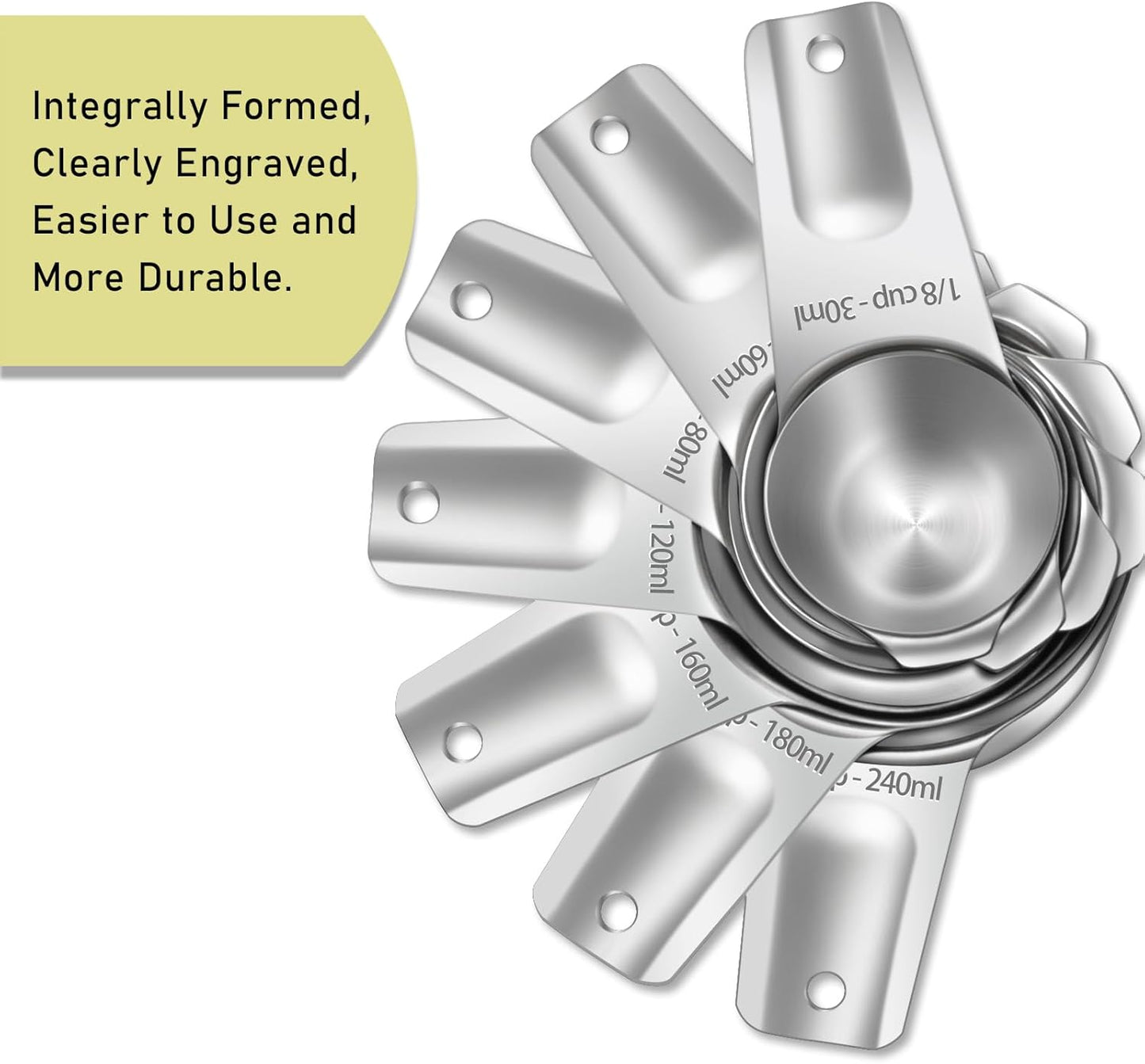 1PCS 2/3Cup (160ml, 5.3oz) Single Measuring Cup, Stainless Steel Measure Scoop, Metric and US Measurement, Heavy Duty, Dishwasher Safe