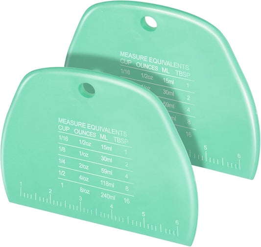 Teenitor 2 Pcs Dough Scraper, Dough Scraper Plastic Bench Scraper, Dough Cutter, Multipurpose Food Scrapers for Dough, Bread Green