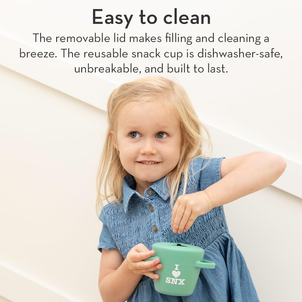 Snack Cups for Toddlers by Bella Tunno, Set of 2 Silicone Spill Proof Food Containers with Lids, Babies & Kids 6-12 Months, Got Snacks & Get in My Belly