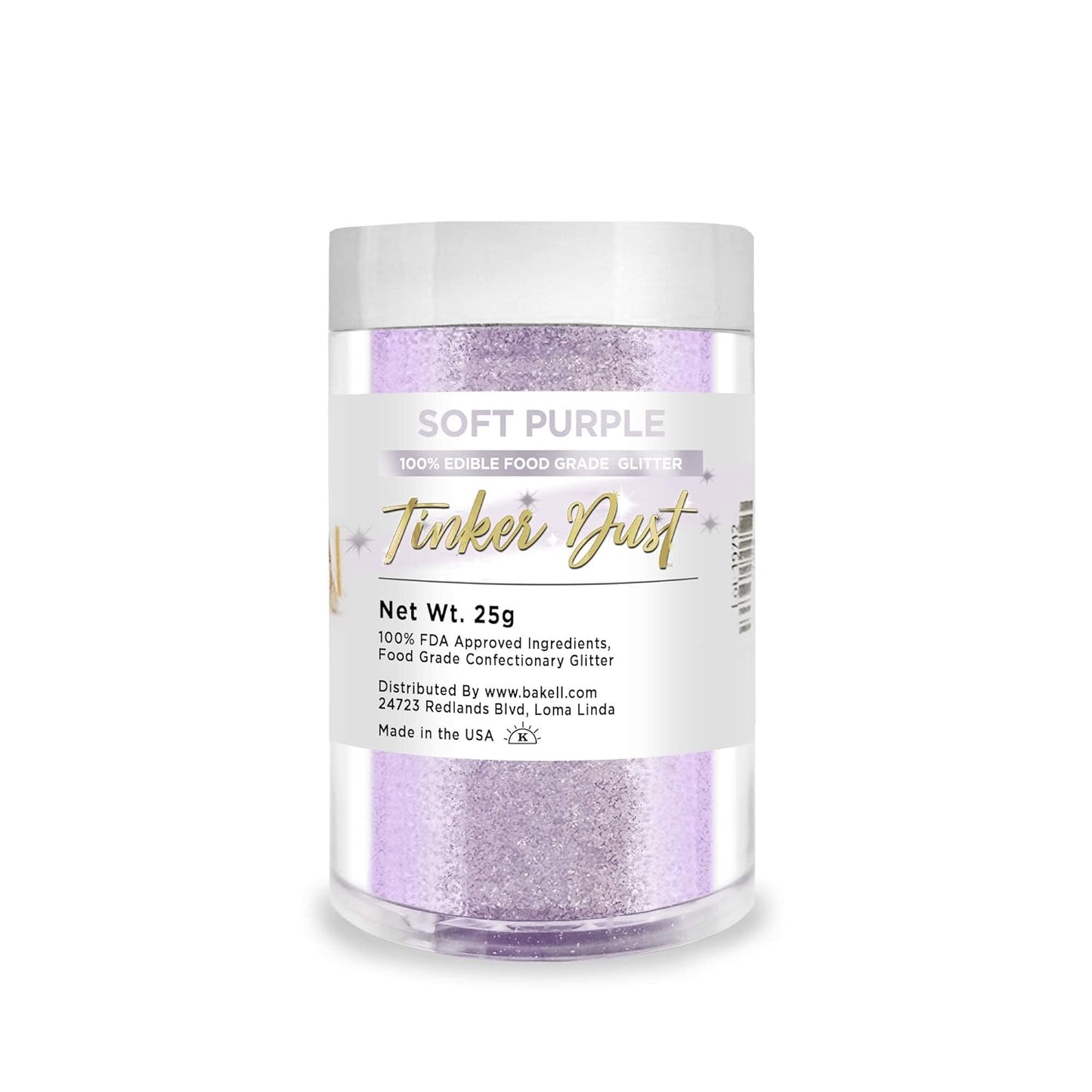 BAKELL Soft Purple Edible Glitter, 25 Grams | TINKER DUST Edible Glitter | KOSHER Certified | 100% Edible Glitter | Cakes, Cupcakes, Cake Pops, Drinks, Dessert Vegan Glitter & Dusts (25g, Soft Purple)