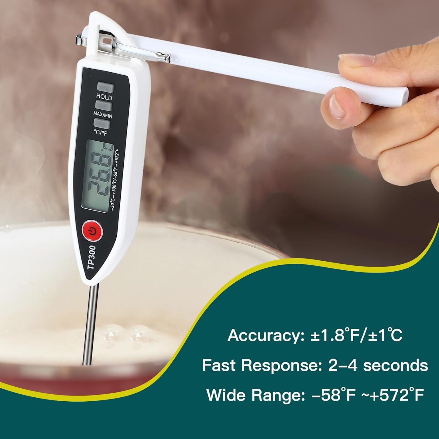3 Set Waterproof Food Thermometer for Water, Liquid, Candle and Cooking Digital Meat Thermometer with Long Probe Instant Read for Kitchen BBQ Grill Candy (Black,White,Red)