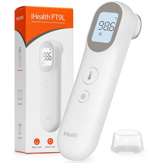 iHealth Infrared Digital Thermometer for Adults and Kids, Baby Thermometer with 3-in-1 Mode & 3-Color Prompt, Fever Alarm & Silent Mode, Forehead & Object Detection, 40 Memory Storages, PT9L, White