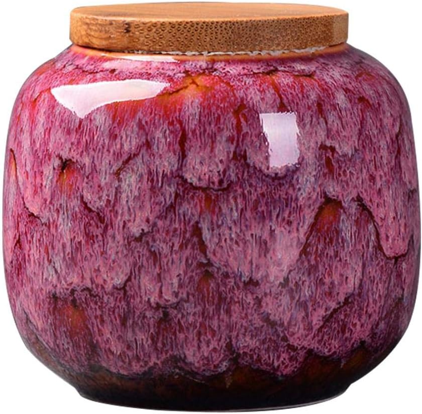 Ceramic Storage Jars, Exquisite Glaze Food Canisters for Kitchen Spice Storage,Tea Caddy Storage,Coffee Jar,Condiment Jar with Seald Lid (Rose wine)