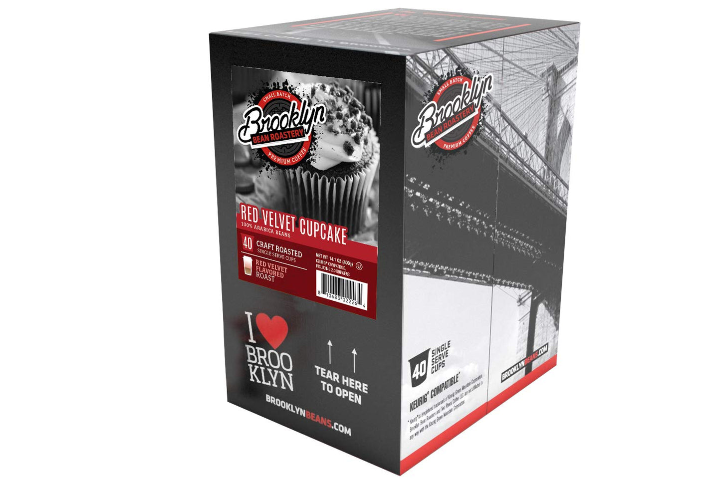 Brooklyn Beans Red Velvet Coffee Pods - Compatible with Keurig 2.0 K Cup Brewers, 40 Count, Dessert-Inspired Red Velvet Flavored