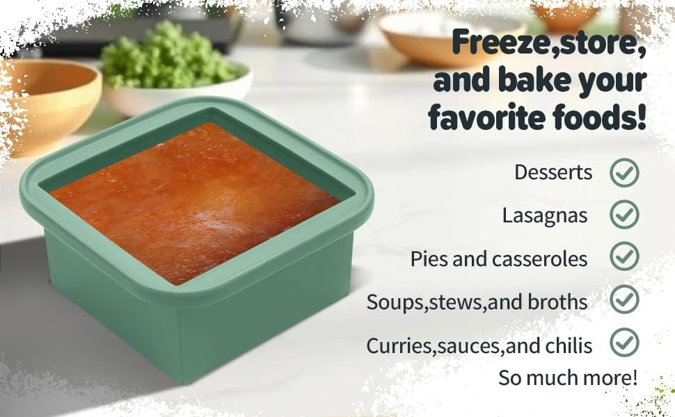 2-Cup Silicone Freezer Trays with Lids – Perfect for Meal Prep, Portion Control, and Easy Freezing-Meal Prep Container Molds for Soup,Leftovers (Green, 4 pack)