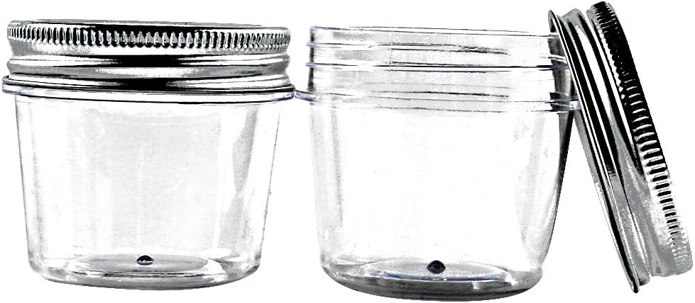 novelinks 4 Ounce Clear Plastic Jars Containers With Screw On Lids - Refillable Round Empty Plastic Slime Storage Containers for Kitchen & Household Storage - BPA Free (40 Pack)