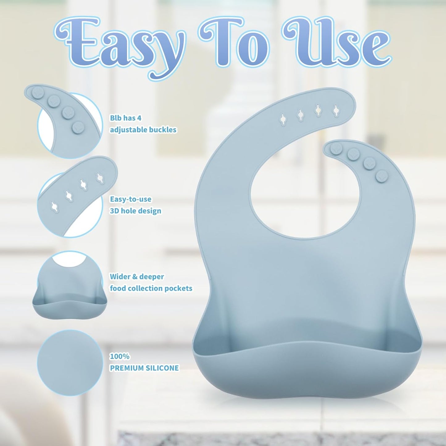 Silicone Baby Feeding Set 10 Pcs, Baby Led Weaning Supplies, BPA Free, Blue