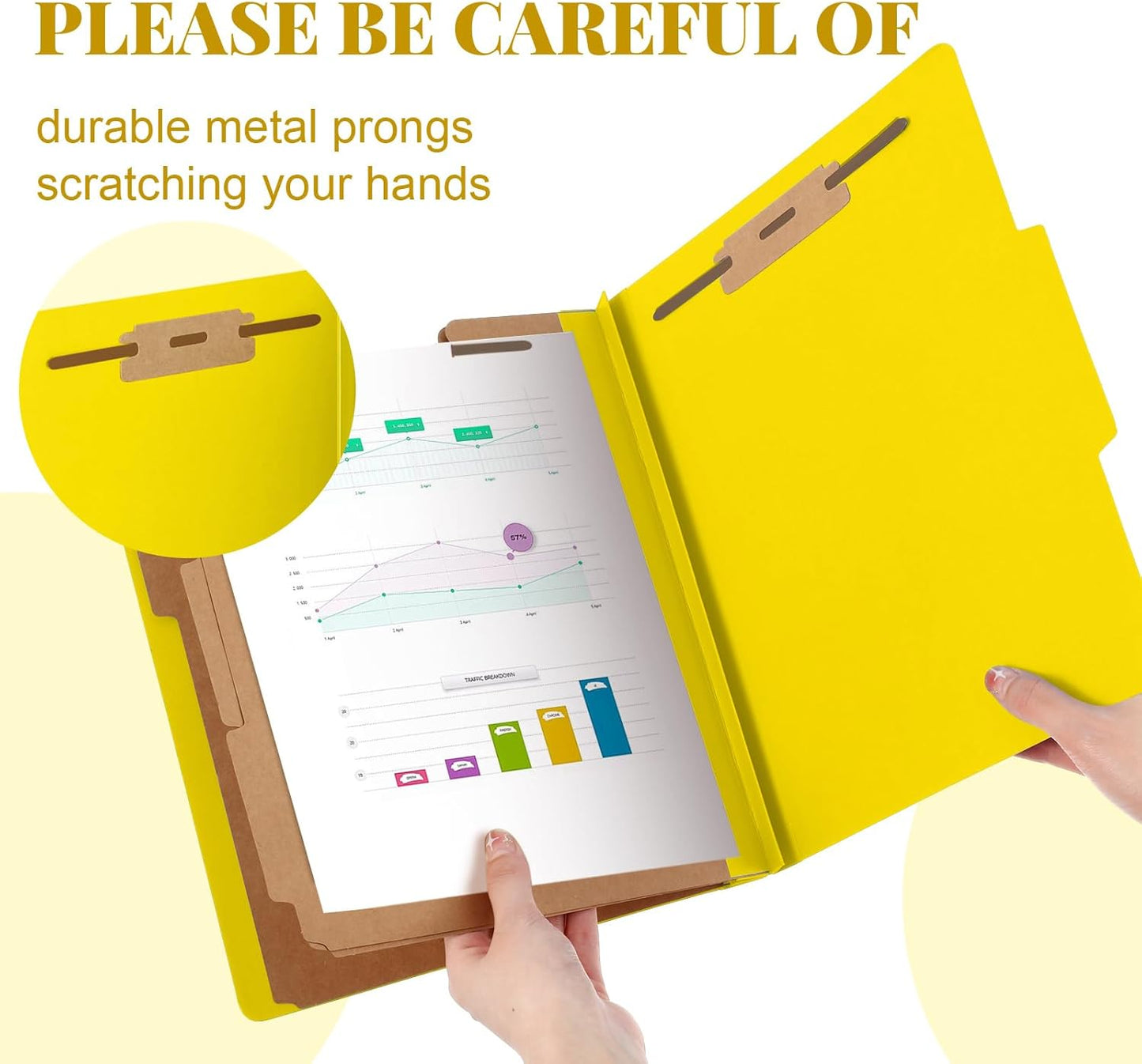 36 Pcs Classification Folders Letter Size, Back to School Supply for Teacher, Student, 3 Dividers Pressboard File Folder Bulk with 2 Fasteners, 3.5 Inch Expanding File Organizer (Yellow)